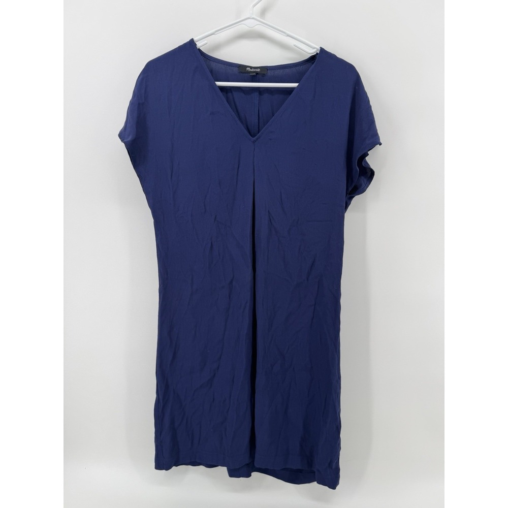 Madewell Dress Womens XXS Blue V Neck Cap‎ Sleeve Short Shift Viscose Casual